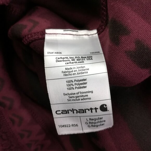 Carhartt Jacket Sherpa Fleece Geometric Aztec 1/4 Snap Red Womens Large 104922 - Picture 5 of 8